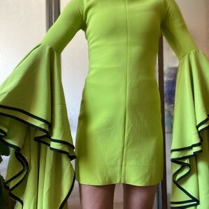 Proenza Schouler Lime Green Long Sleeve Dress